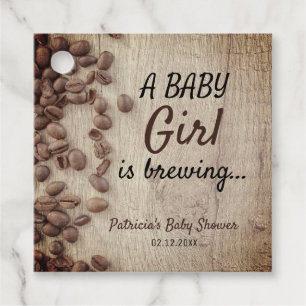 Rustic A Baby Girl Is Brewing Coffee Baby Shower Favour Tags