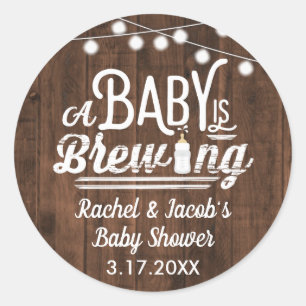 Rustic A Baby is Brewing Baby Shower Favour Label