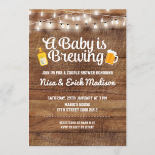 Rustic a baby is brewing invitation