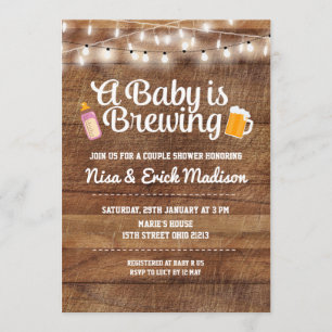 Rustic a baby is brewing invitation for girl