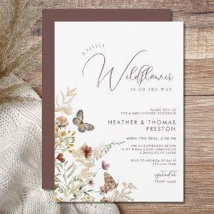Rustic A Little Wildflower Baby Shower Invitation