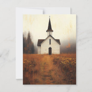Rustic Abandoned Church Painting Postcard