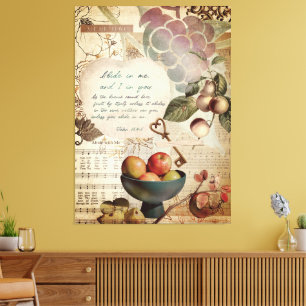 Rustic Abide in Me Fruitful Faith Poster Canvas Print