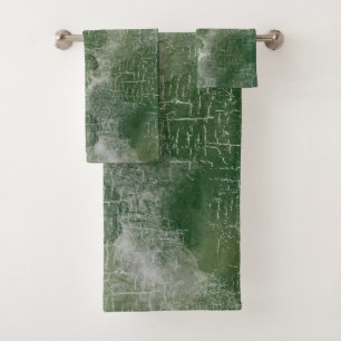 Rustic Abstract Grunge in Forest, Pine Green, Grey Bath Towel Set