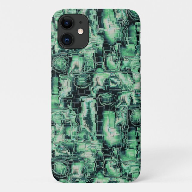 Rustic abstract image mosaic carved in green hue   Case-Mate iPhone case (Back)