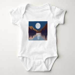 Rustic Abstract Landscape Forest Moon Reflection  Baby Bodysuit