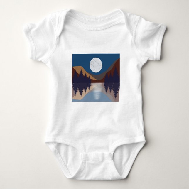 Rustic Abstract Landscape Forest Moon Reflection  Baby Bodysuit (Front)