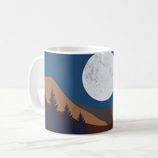 Rustic Abstract Landscape Forest Moon Reflection  Coffee Mug (Front Left)