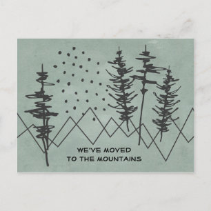 Rustic Abstract Mountains and Forest New Address Announcement Postcard