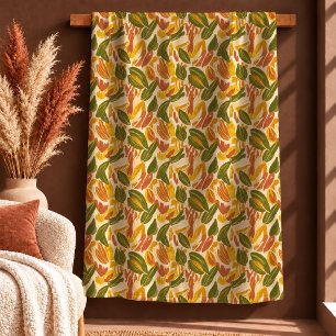 Rustic Abstract Mustard Dusty Green Throw Blanket