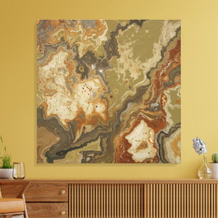 Rustic Abstract Olive Green Amber Mustard Print