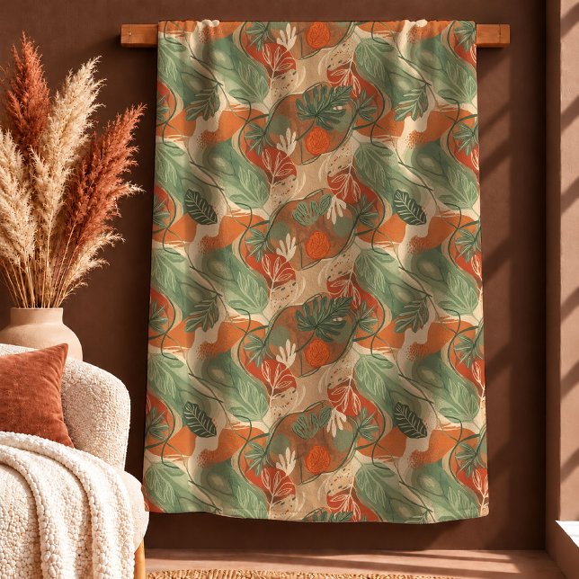 Rustic Abstract Sage Rusty Botanical Throw Blanket (Rustic Abstract Sage Rusty Botanical Throw Blanket)