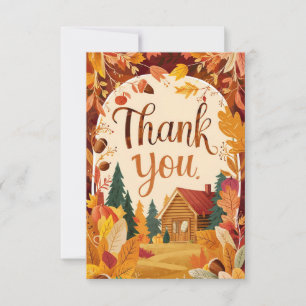 Rustic Acorn Autumn Fall Thank You Card