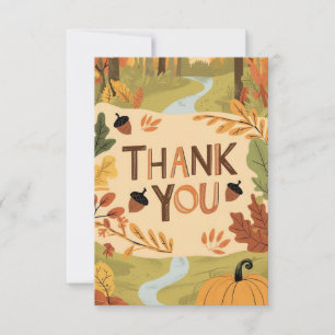 Rustic Acorn Autumn Fall Thank You Card