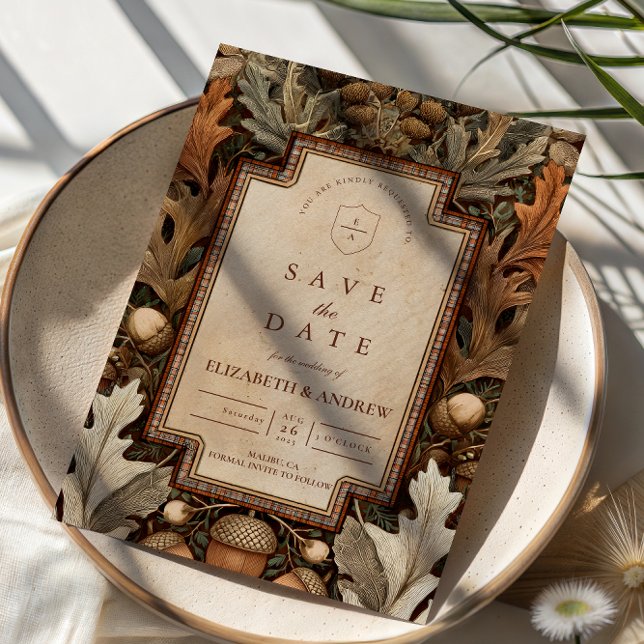 Rustic Acorn Woodland Wedding Save The Date (Creator Uploaded)