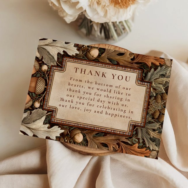 Rustic Acorn Woodland Wedding Thank You Card (Creator Uploaded)