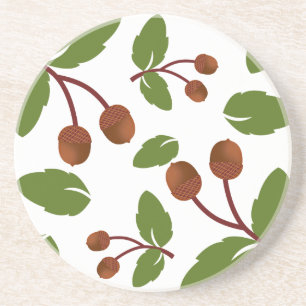 Rustic Acorns and Green Leaves Coaster