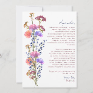 Rustic Acrylic Floral Will You Be My Bridesmaid Holiday Card