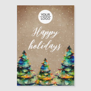 Rustic Add Logo Christmas Tree Company Magnet