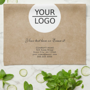 Rustic Add Logo Custom Text Company Promotion  Tea Towel