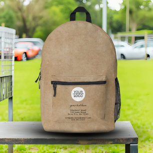 Rustic Add Logo Custom Text Red Company  Printed Backpack