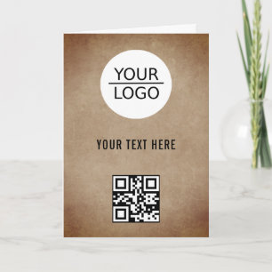 Rustic Add Logo QR Code Custom Text Promotion Card
