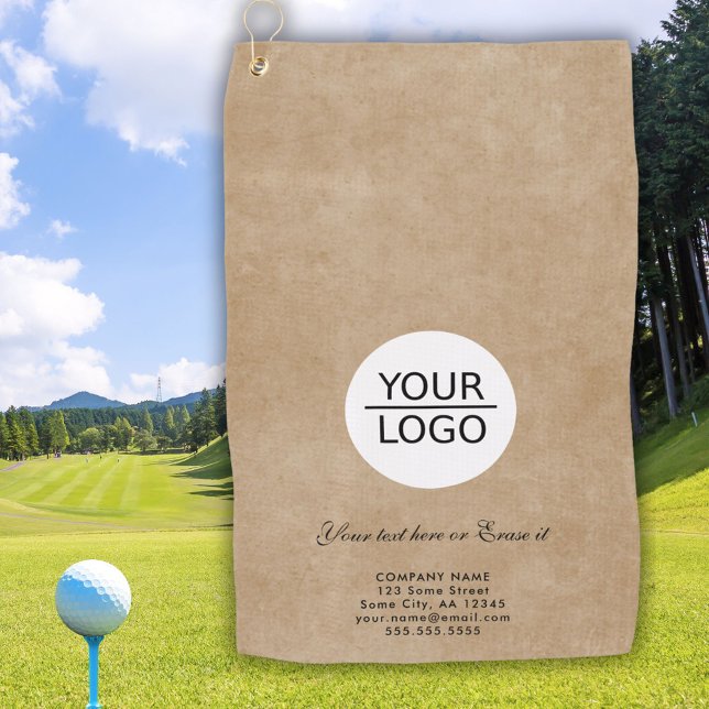 Rustic Add your Logo Custom Text Company  Golf Towel (Creator Uploaded)