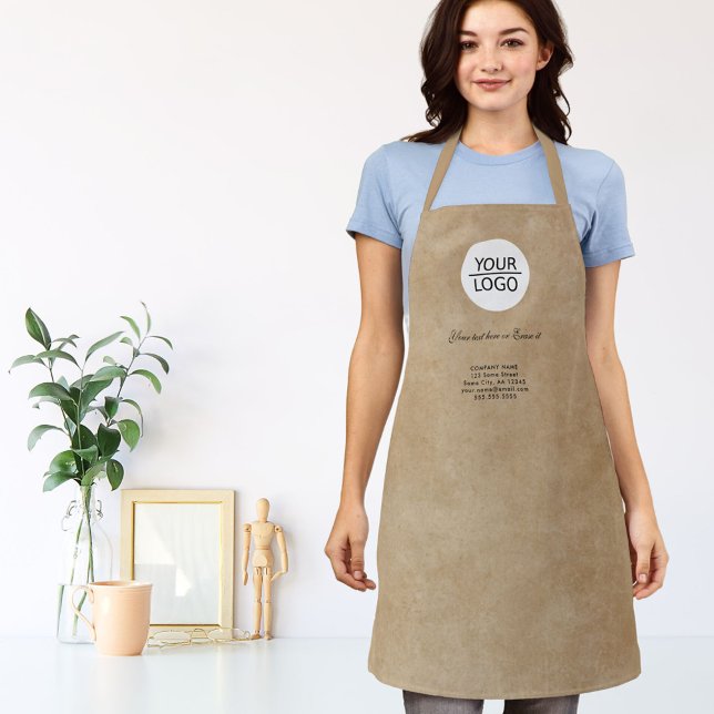 Rustic Add your Logo Custom Text Company Promotion Apron (Creator Uploaded)