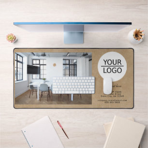 Rustic Add your Logo Custom Text Photo Company  Desk Mat
