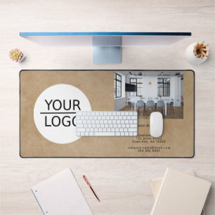 Rustic Add your Logo Custom Text Photo Company  Desk Mat
