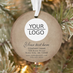 Rustic Add your Logo Custom Text Promotion  Ornament