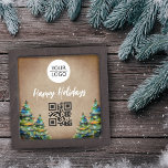 Rustic Add your Logo QR Code Company Promotion Gift Box<br><div class="desc">Rustic Add your Logo QR Code Company Promotion Gift Box. Rustic beige background. Insert your logo and QR code into the template. Business promotion or giveaway for your clients and business partners.</div>