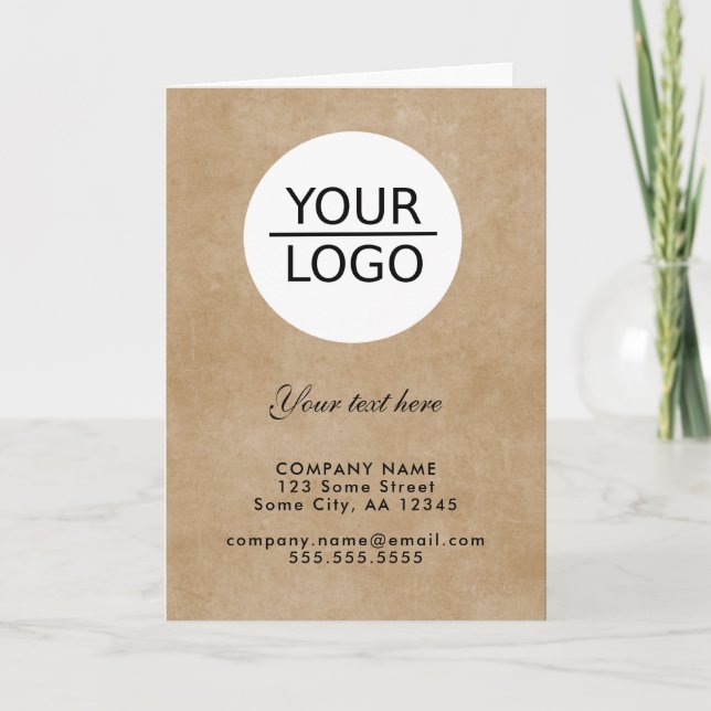Rustic Add your Logo with Custom Text Company  Thank You Card (Front)