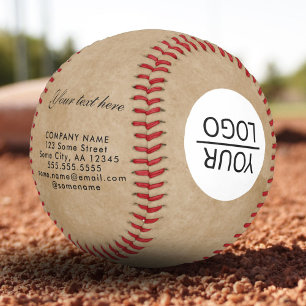 Rustic Add your Logo with Custom Text Promotional Baseball