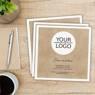 Rustic Add your Logo with Custom Text Promotional  Napkin