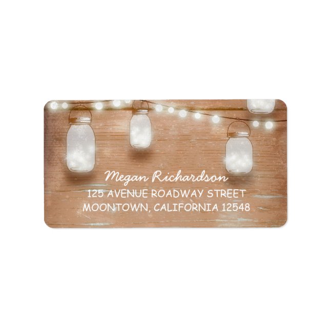 rustic address labels with string lights mason jar (Front)