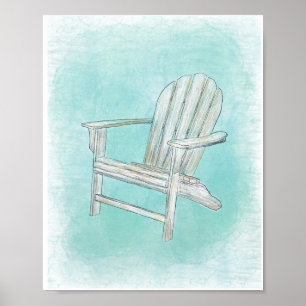 Rustic Adirondack Chair Coastal Beach Canvas decor