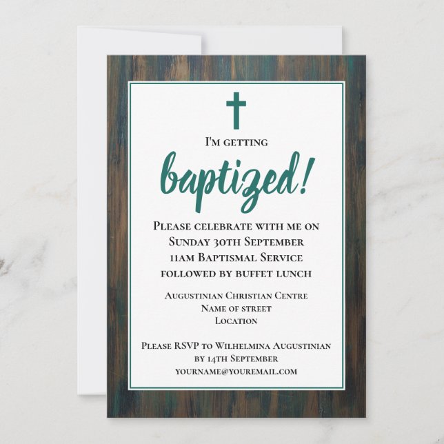 Rustic Adult Baptism Invitation (Front)