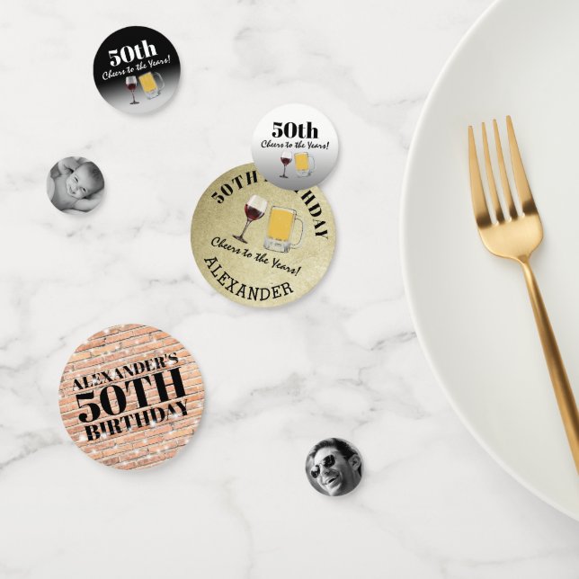 Rustic Adult Cheers to the Years Photo Birthday Confetti (Group)