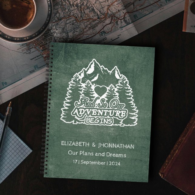Rustic Adventure Awaits Green Chalkboard Weddings Notebook (Creator Uploaded)