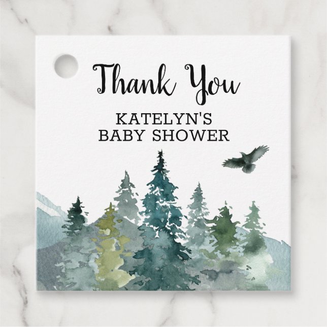 Rustic Adventure Baby Shower Thank You Tag (Front)