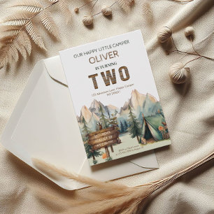 Rustic Adventure Happy Camper Second Birthday Invitation