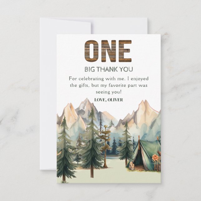 Rustic Adventure Happy Camper Thank You Card (Front)