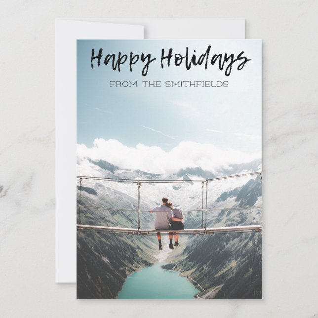 Rustic Adventure Happy Holidays Christmas Holiday Card (Front)
