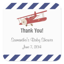 Rustic Aeroplane Thank You Stickers