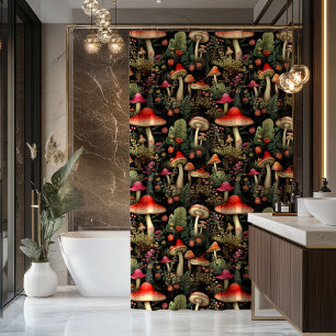 Rustic Aesthetic Curtain Earthy Tones & Fungi Art