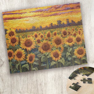 Rustic Aesthetic Sunflower Sunset Jigsaw Puzzle
