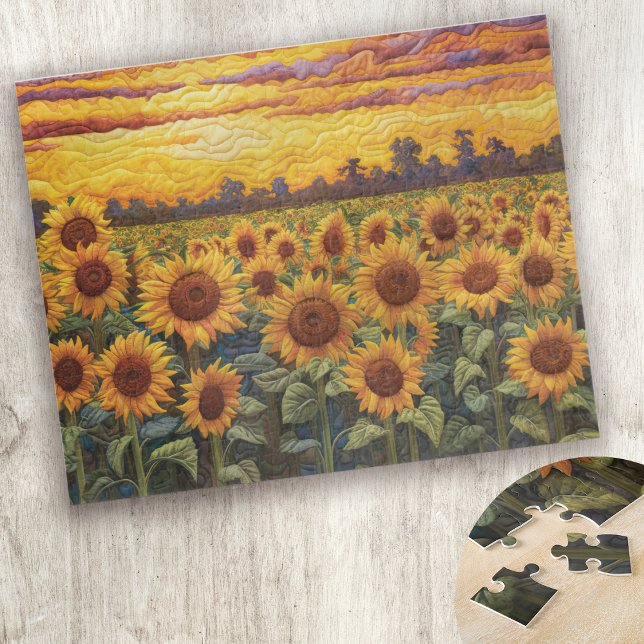Rustic Aesthetic Sunflower Sunset Jigsaw Puzzle (Creator Uploaded)