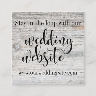 Rustic Aged Grey Wood & Script Wedding Website Enclosure Card