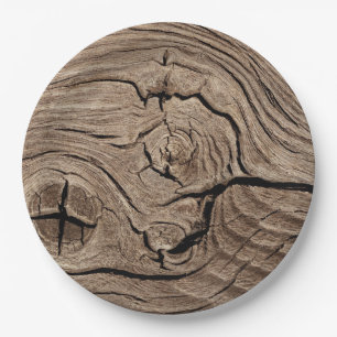 Rustic Aged Wood Grain Disposable Paper Plates